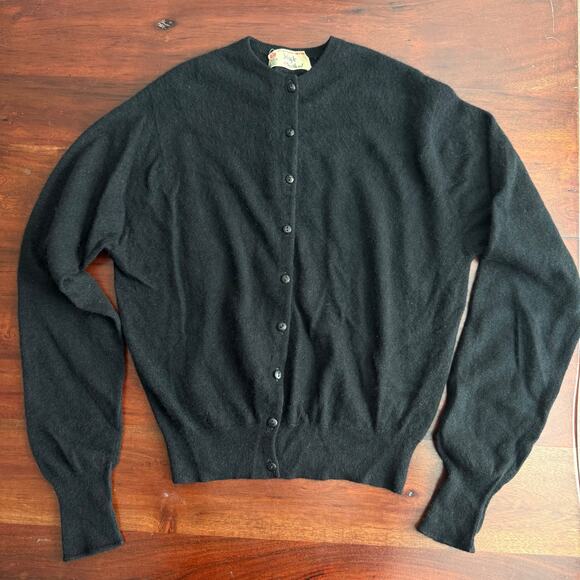 Pringle of Scotland Sweaters - Vintage Pringle Scotland 100% Cashmere Button Cardigan, Black, Women's M Sweater